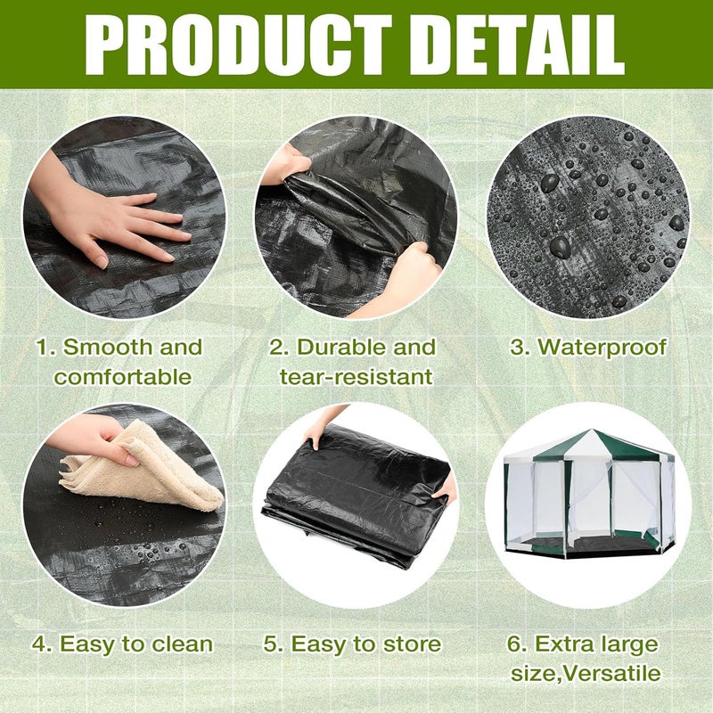 Tinideya 12.5 ft Removable Tent Floor Mat Tarp Waterproof Camping Tent Tarp Floor for Pop up Screen Tents, Gazebo, Hiking, Backpacking, Hammock, Beach Accessory - Image 4